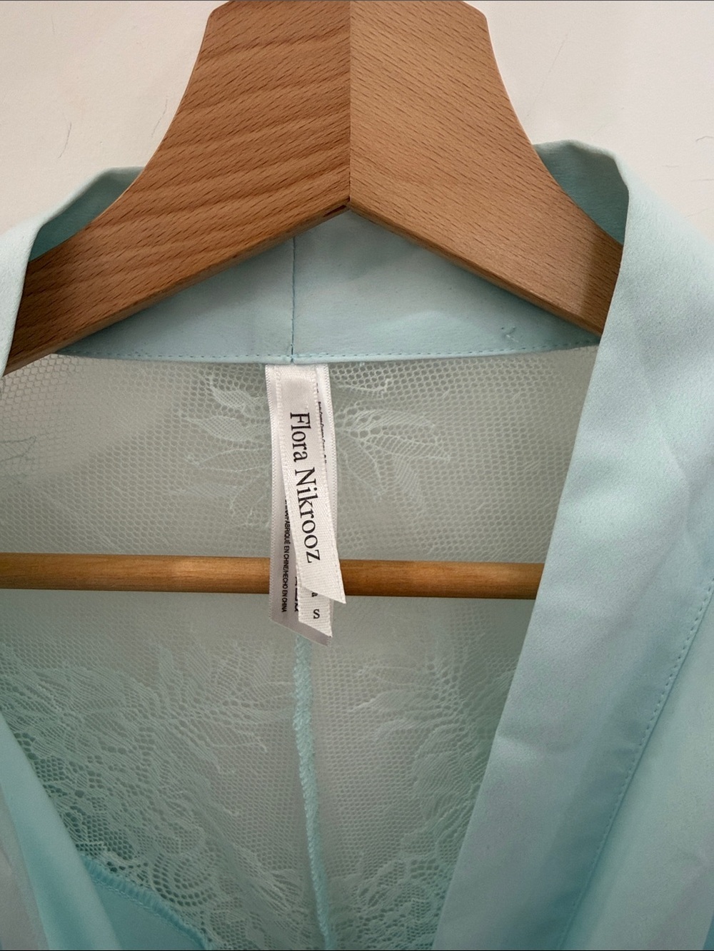 Flora Nikrooz Light Blue Satin Lace-Trim Robe - Picture 5 of 13